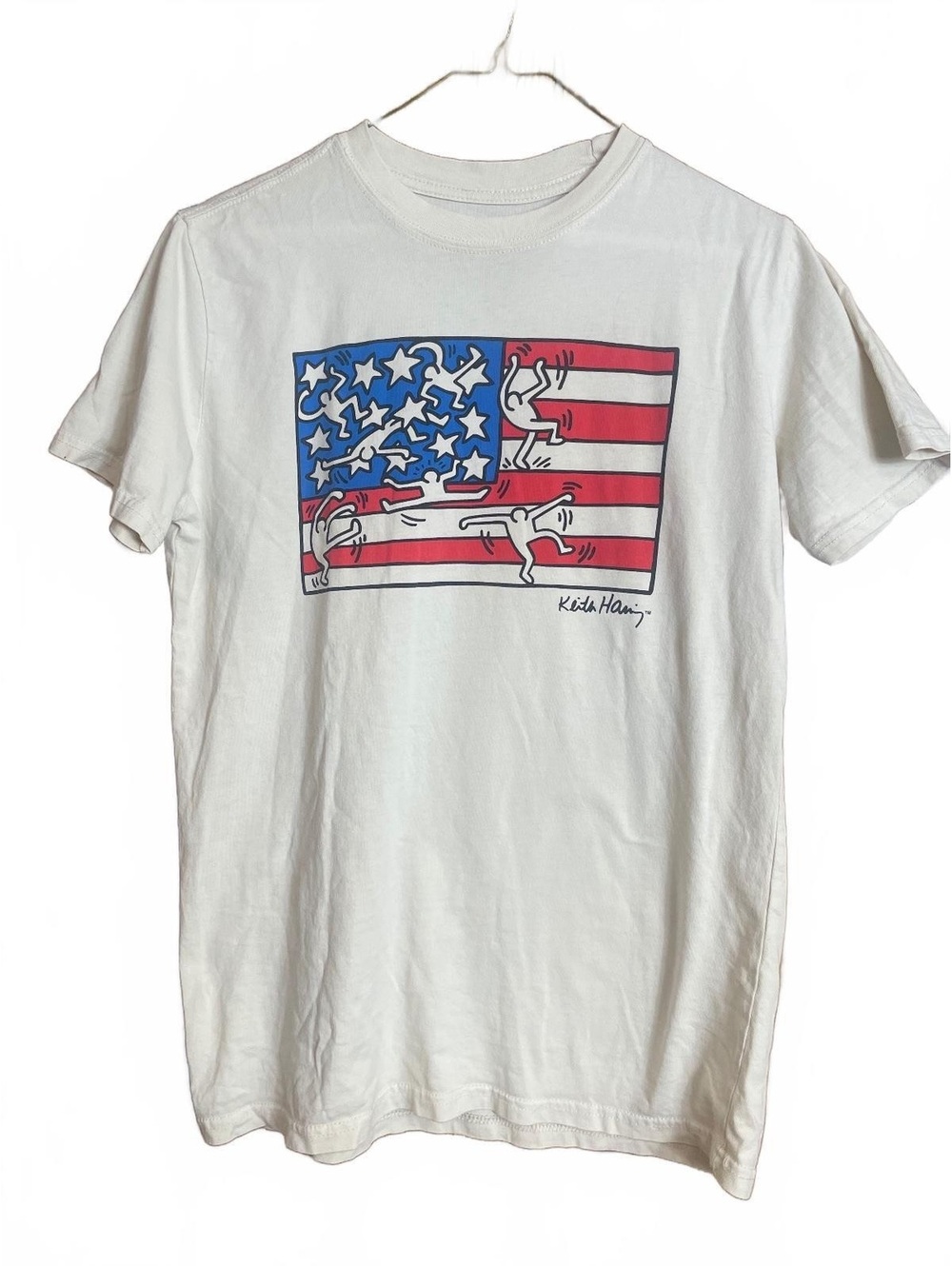 Keith Haring American Flag T-shirt with figures small